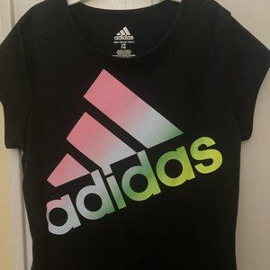 ADIDAS girls black short sleeve athletic top size L/G(14)